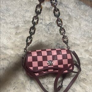 Chic Pink and Brown Checkered Crossbody Bag. Coachtopia by Coach.